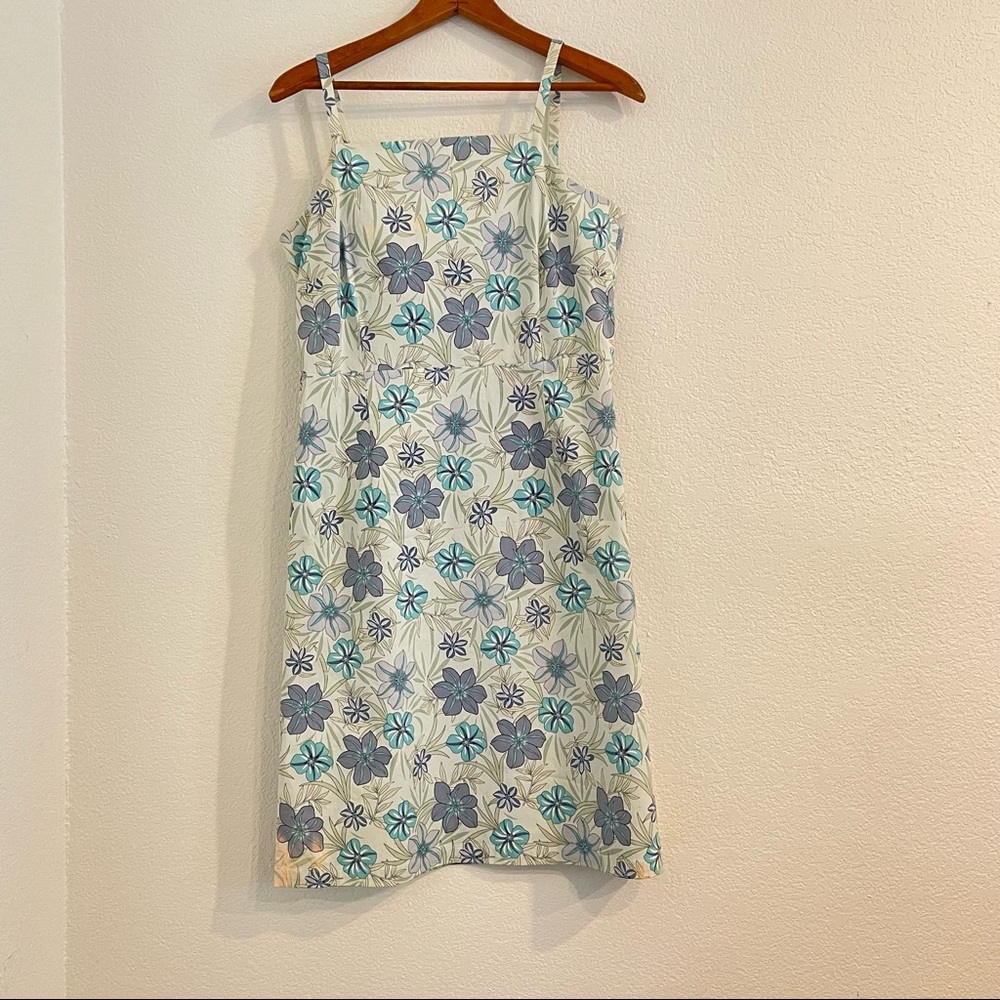 Tommy Bahama Cream Midi Dress with Blue and Teal Floral Print